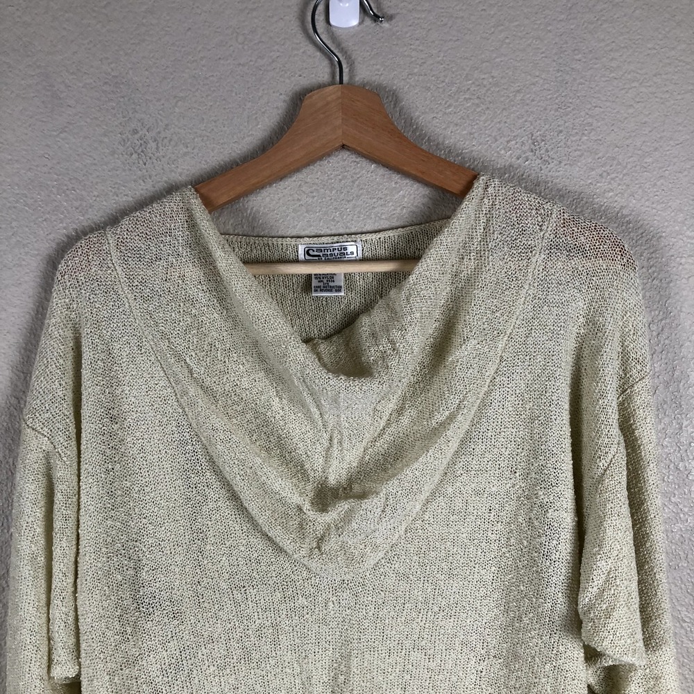 Campus Casuals Shirt Sweater Womens Large Off White Knit Loose Neck Sheer Casual - Picture 3 of 16